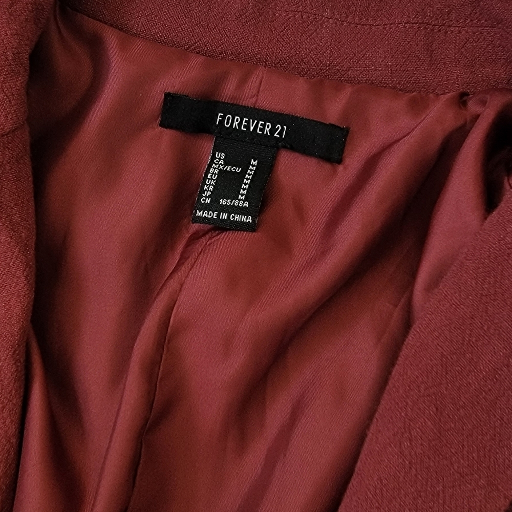 Forever 21 Burgundy Blazer Jacket Medium - Picture 7 of 9